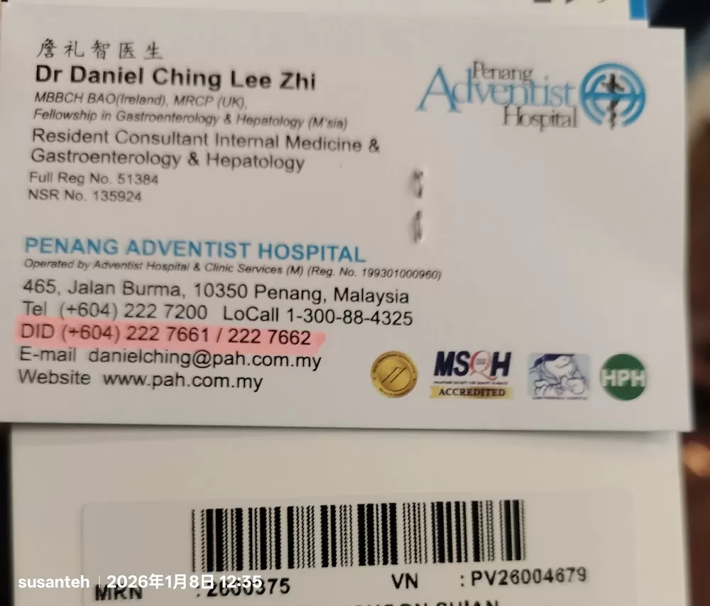 Dr. Daniel Ching Lee Zhi, Consultant Gastroenterologist & Hepatologist, Penang Adventist Hospital - Photo 6