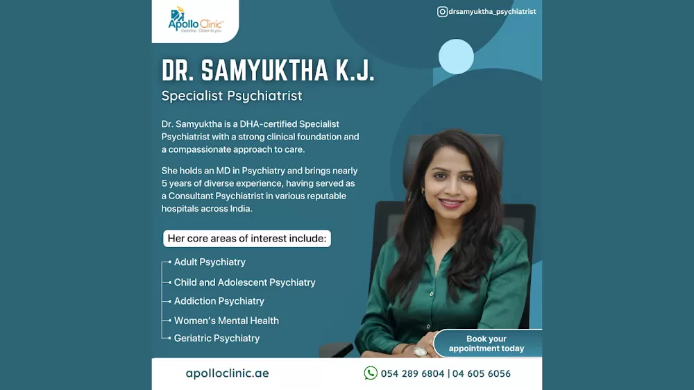 Dr. Samyuktha K.J | Psychiatrist | Mental health clinic in Al Karama Dubai| Depression|Anxiety|Addiction|Child & Adolescent - Photo 4